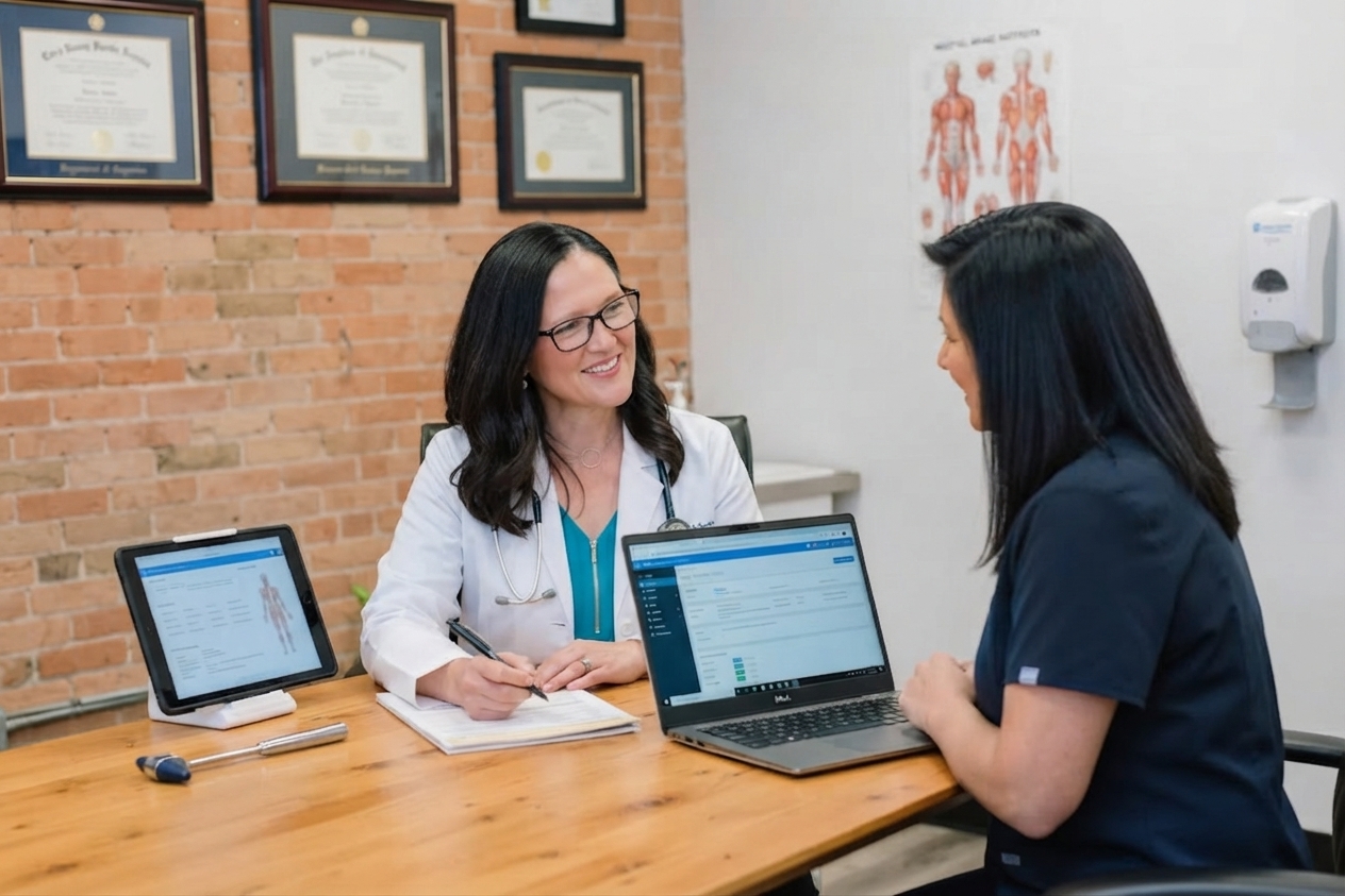 Professional healthcare business team discussing revenue cycle operations
